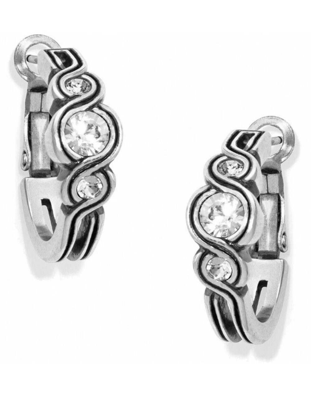 New Brighton Silver Plated Crystal Infinity Sparkle Hoop Lever Back Earrings